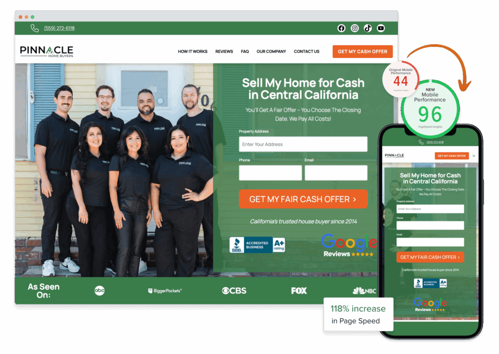 A Carrot website on desktop and mobile with great page speed