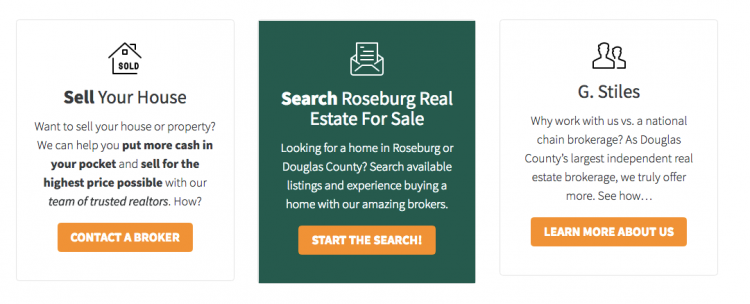 real estate agent website design CTA