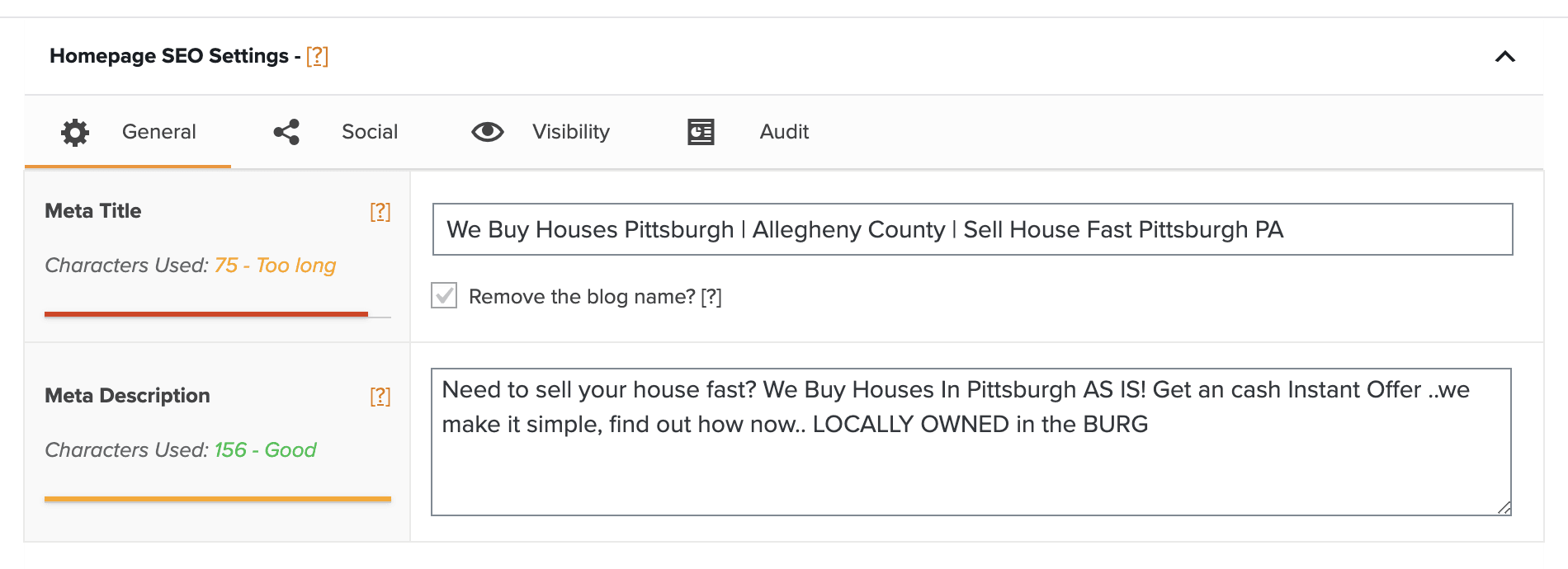 Carrot SEO tool for motivated seller websites