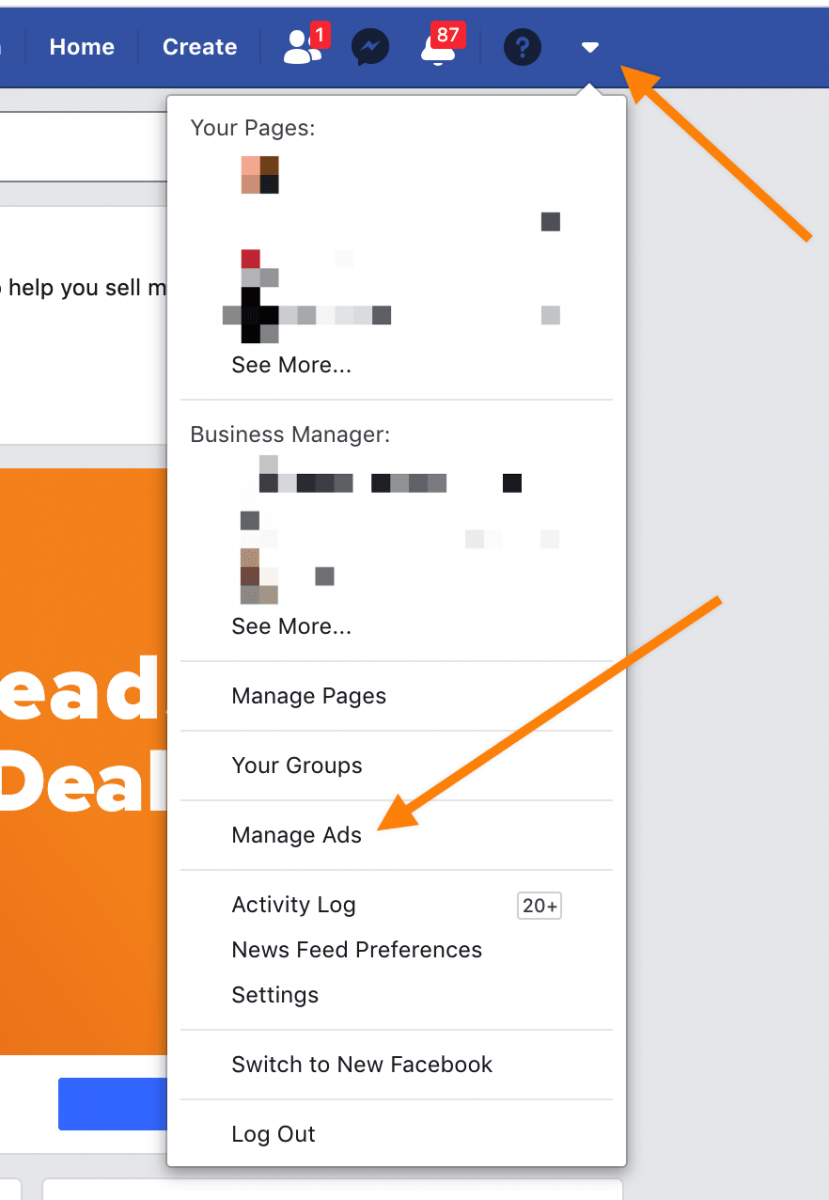 Facebook page manage ads