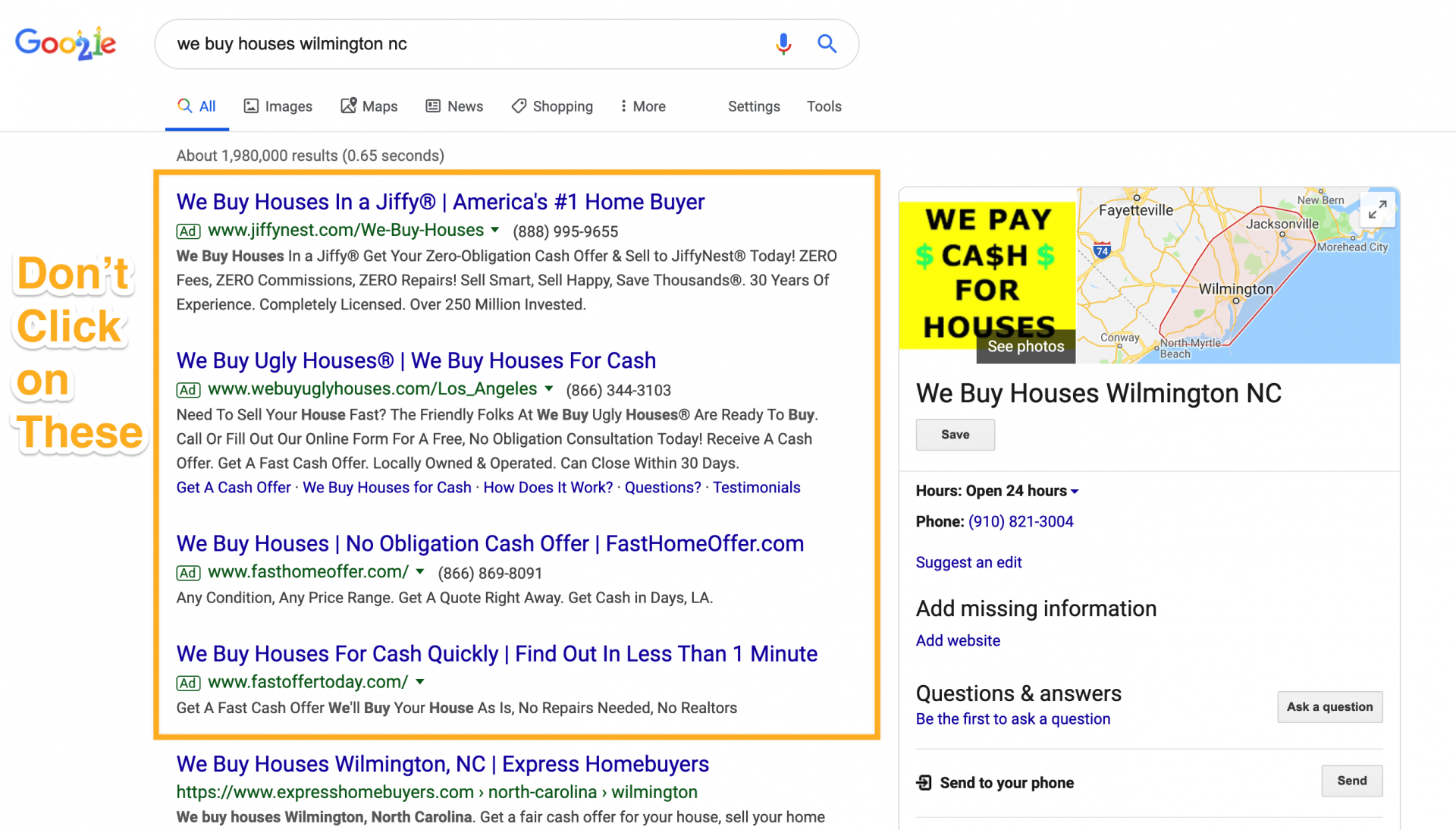 Finding Cash Buyers Searching On Google