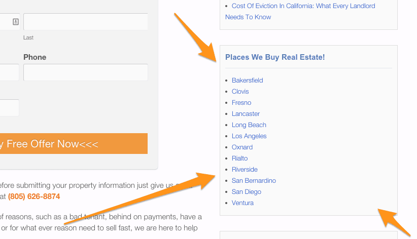 city specific pages for real estate markets