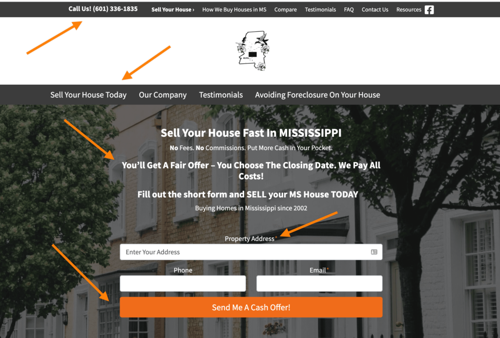 Carrot real estate investor website hero section