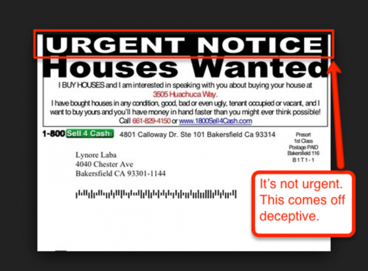 urgent direct mail example