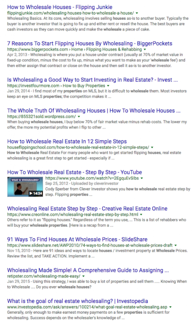 real estate copywriting organic results on google descriptions