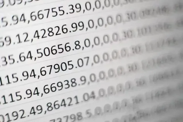 A vast array of numbers on a spreadsheet