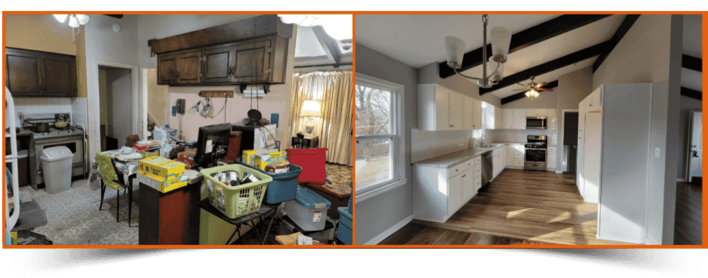 Before and After Photos of a rehabbed house.