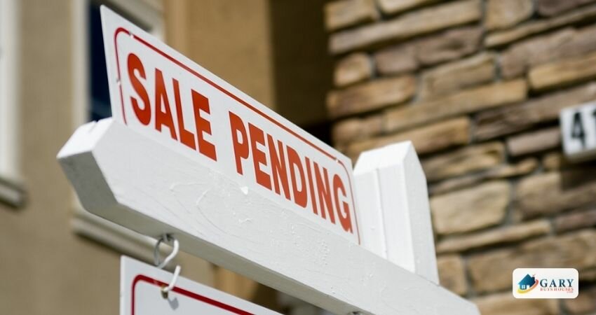 Sale pending sign board in a house