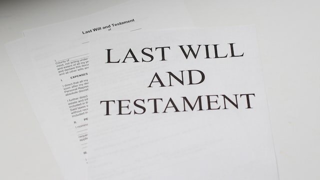 A template of a last will and testament.