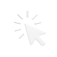 White 3D click cursor with burst lines indicating action or selection
