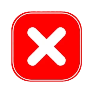 Red X icon inside a rounded square representing a canceled or incorrect action.