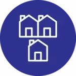 Icon showing multiple houses to represent homes bought for cash in Phoenix.