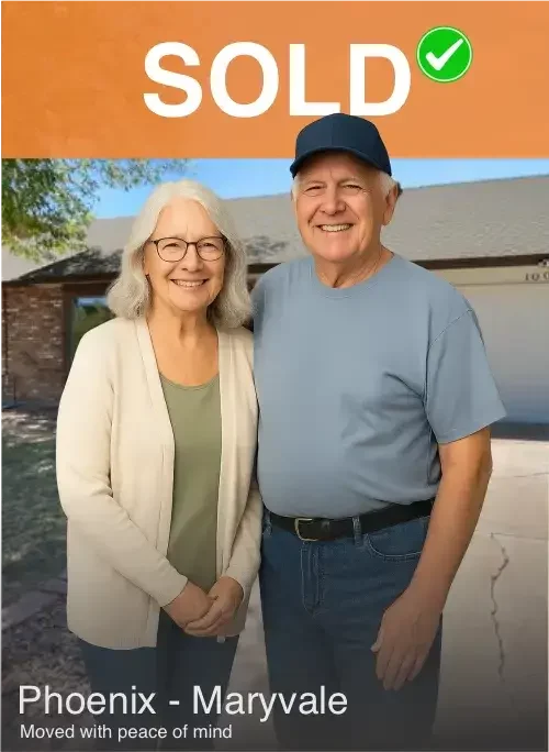 Smiling Phoenix couple from Maryvale after selling their house fast for cash with peace of mind.