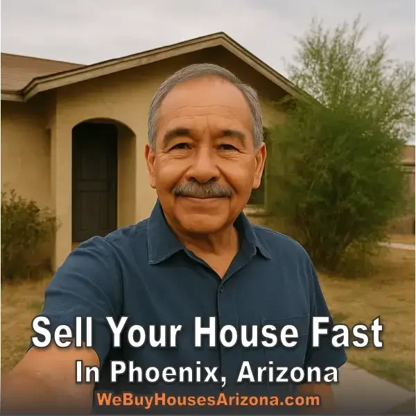 Smiling Phoenix homeowner standing outside his house after selling fast for cash.
