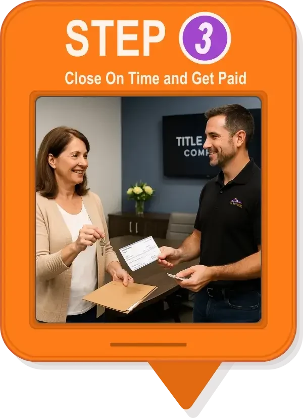 Step 3 of the 3-step cash offer process for Phoenix homeowners: Close on time and get paid.