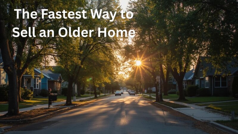 A Calgary street scene in Beddington with older single-family homes at sunset, representing selling an older home fast in Beddington Calgary.
