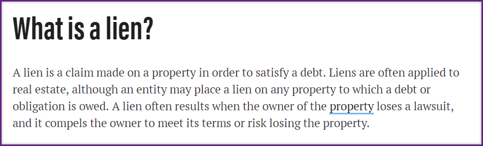 What is a Lien For Property Taxes