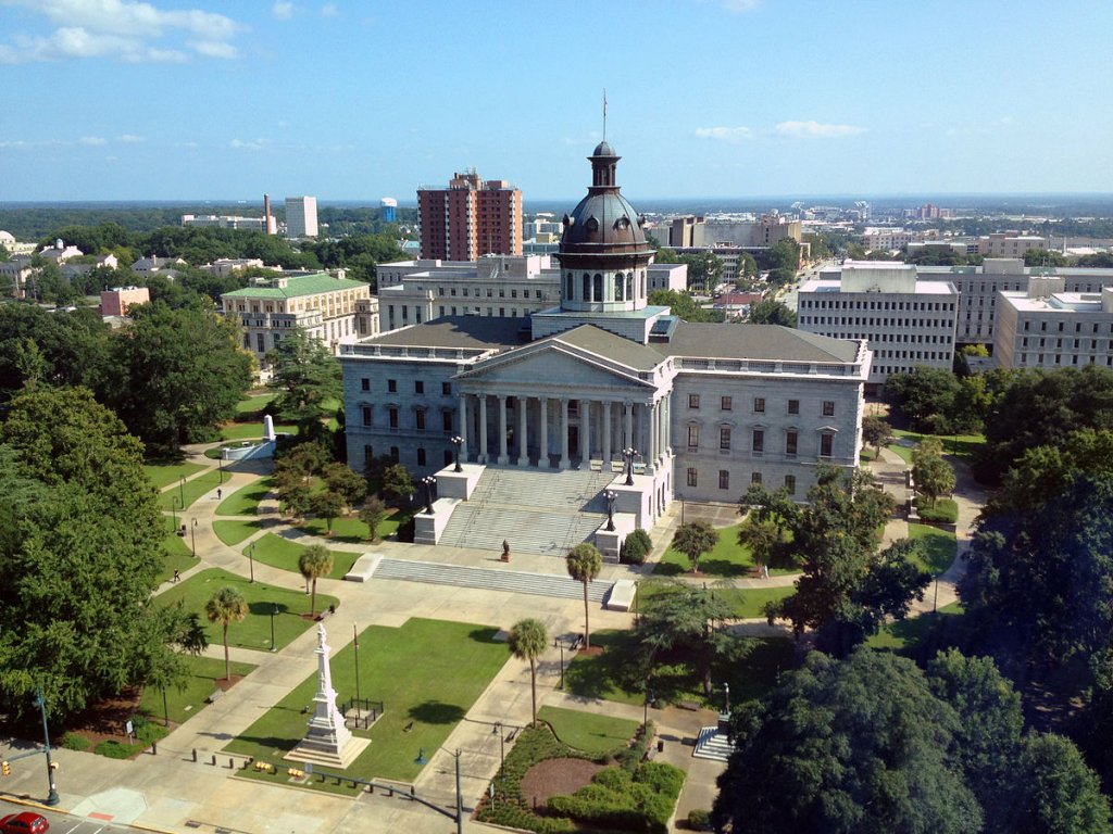 a sky view of a historical building in Columbia South Carolina