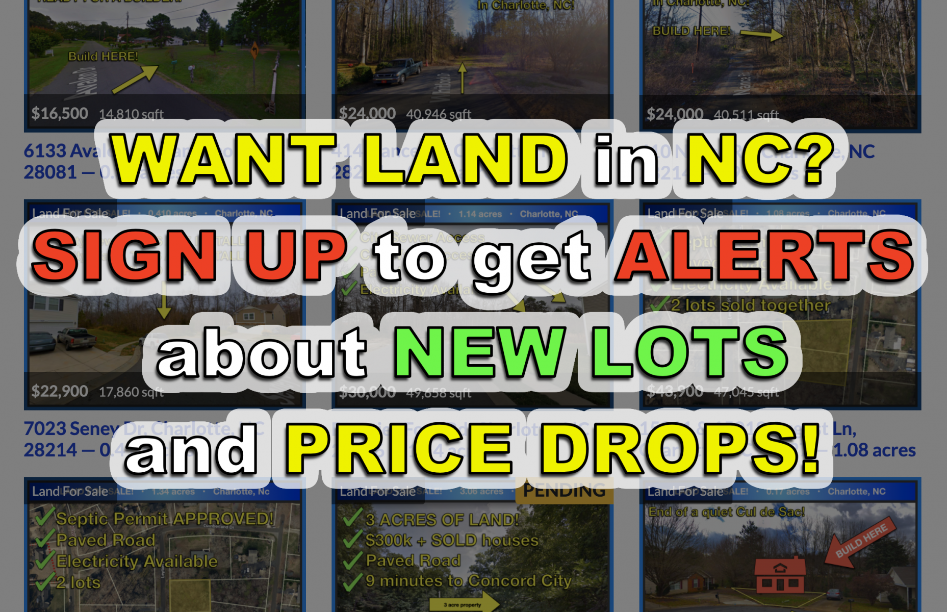 Land For Sale In Charlotte and surrounding areas North Carolina Sell