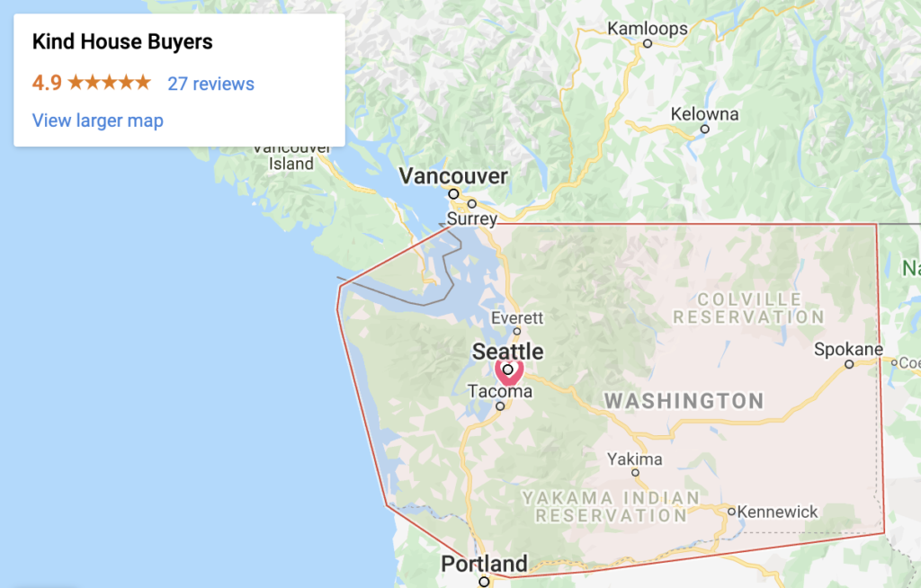 Kind House Buyers Google Map Location in Tacoma Washington