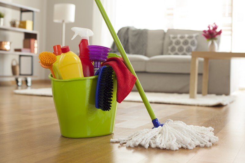 A house in Philadelphia, PA. is cleaned before being listed for sale.