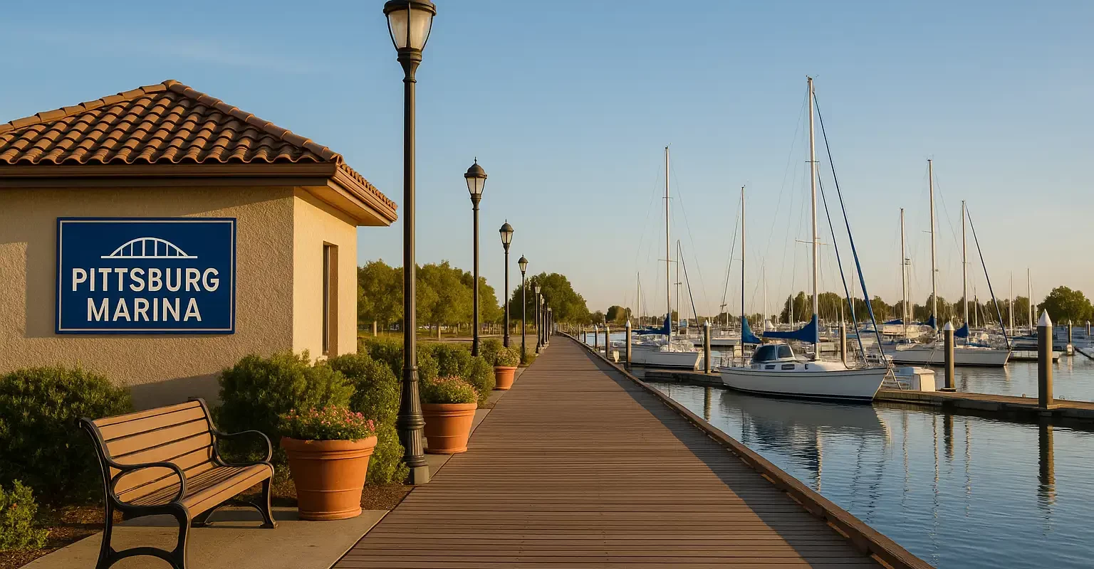 Pittsburg Marina boardwalk in Pittsburg CA near waterfront homes — ideal local image for sell my house fast Pittsburg and we buy houses Pittsburg pages.