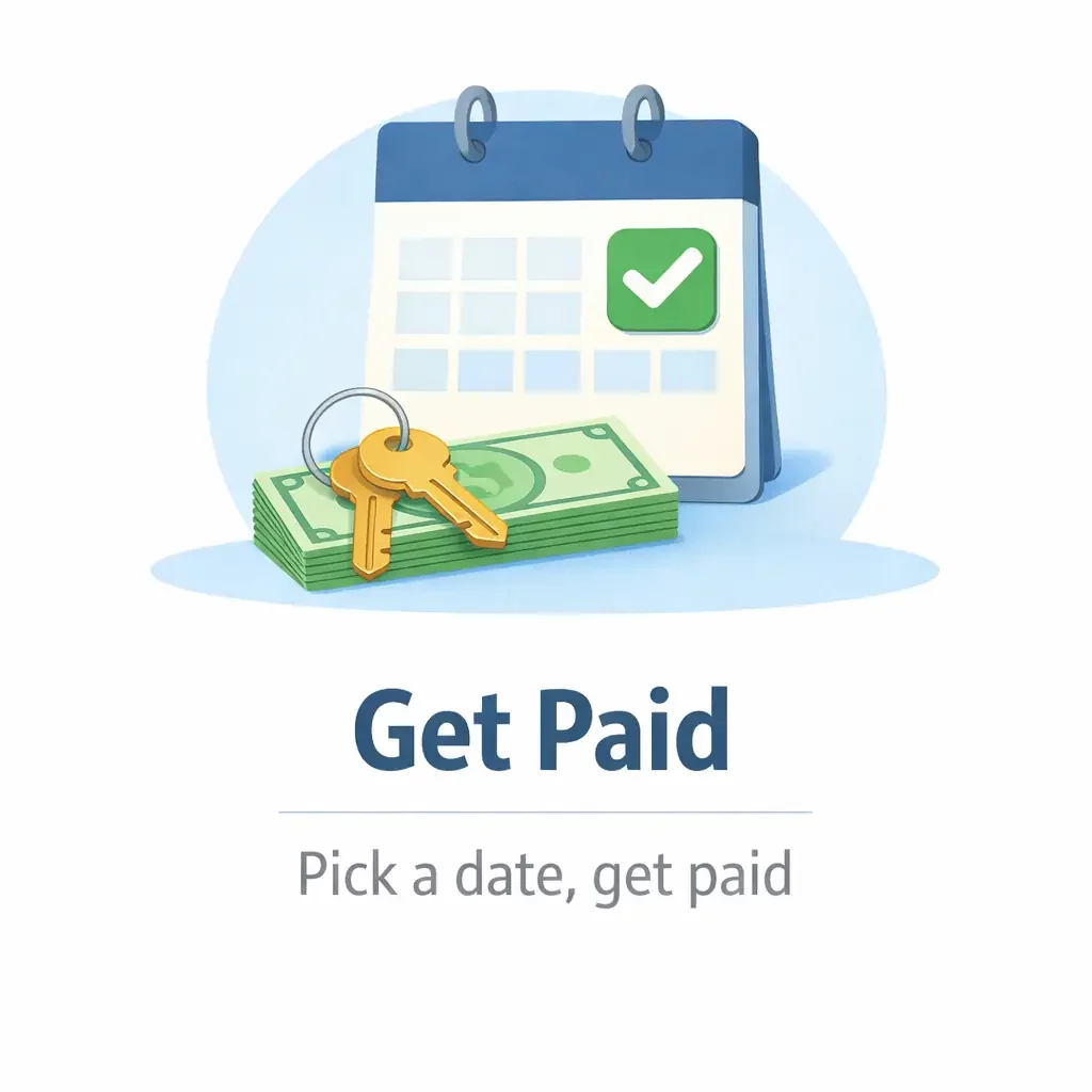 Choose your closing date and get paid cash for your house