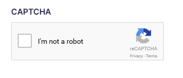 Screenshot showing a CAPTCHA box on a form. 