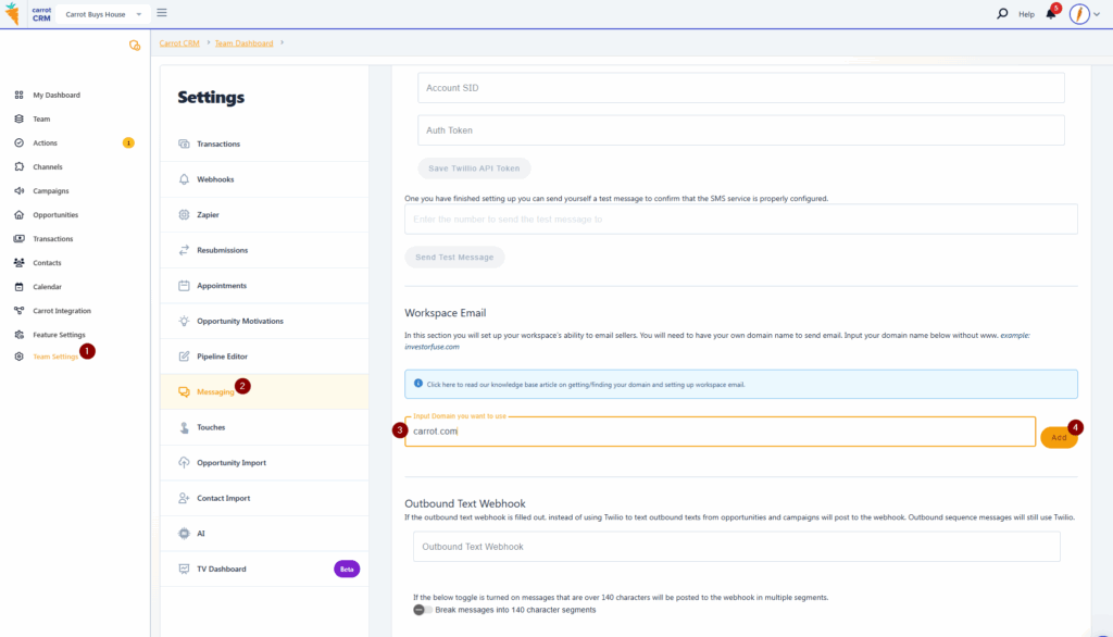 Carrot CRM - Workspace Email | Carrot Help Center