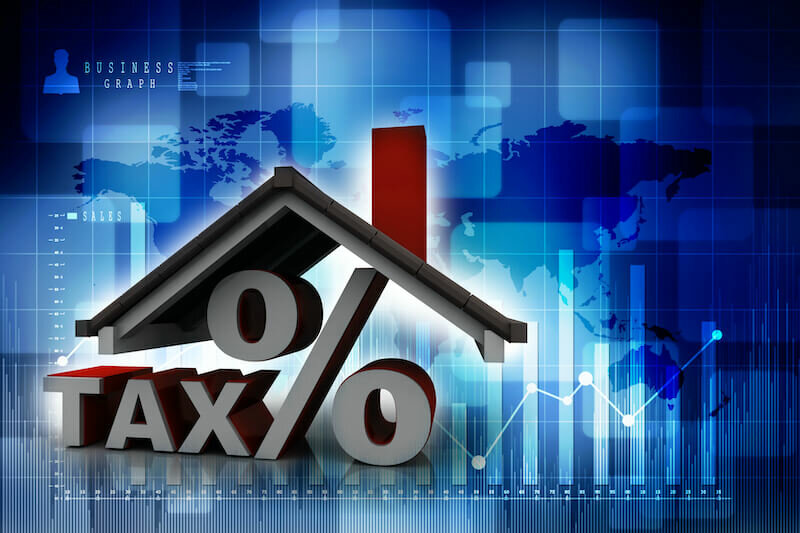 3D rendering House and tax Percent Symbol