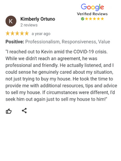 Review from Kim that we offer real estate advice and don't hassle