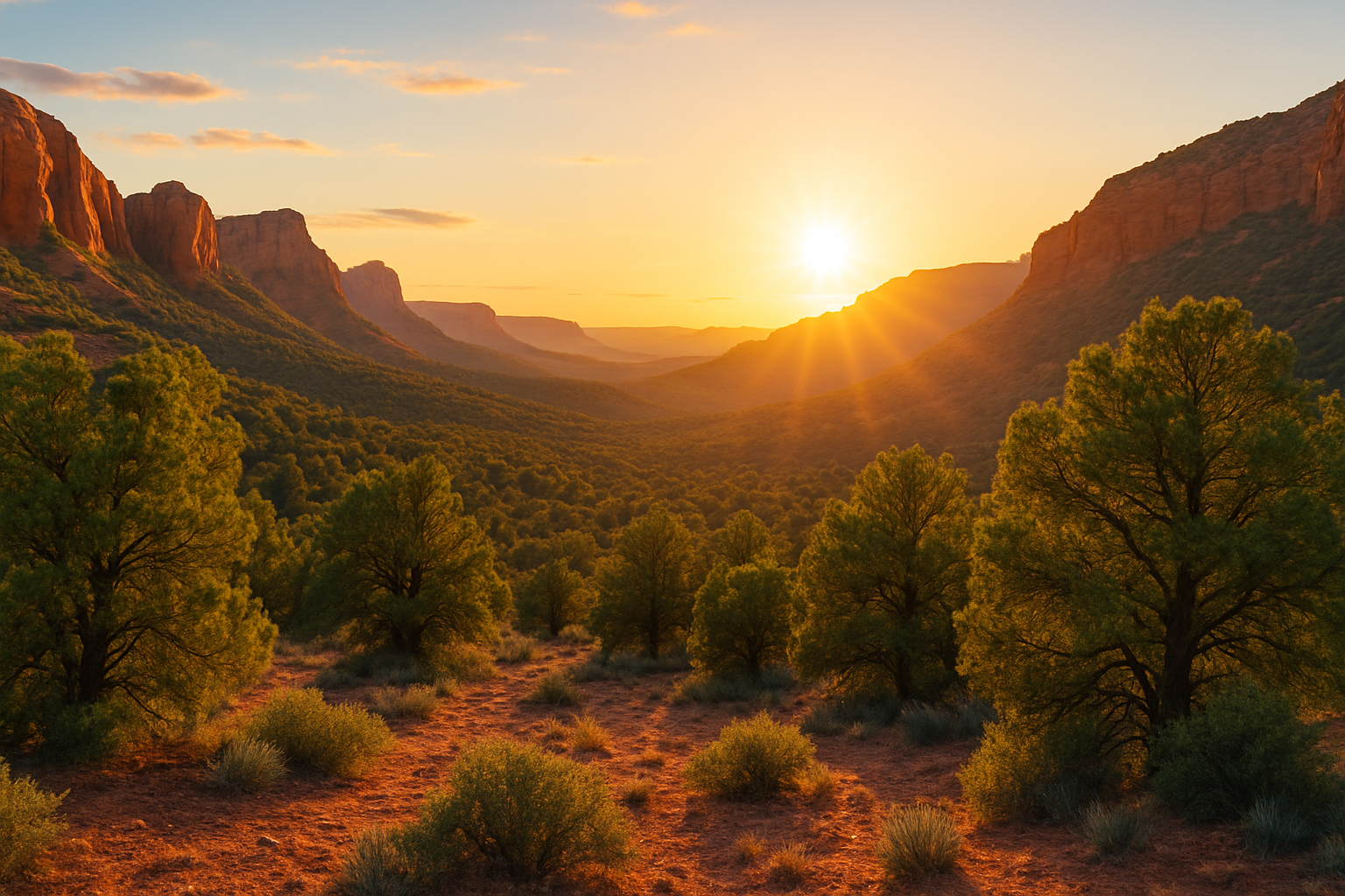 arizona valley in sunset