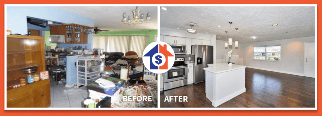selling a house in florida as is before an after pic