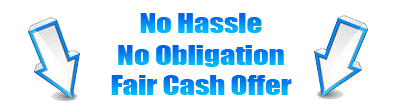 Arrows pointing to no hassle no obligation fair cash offer form