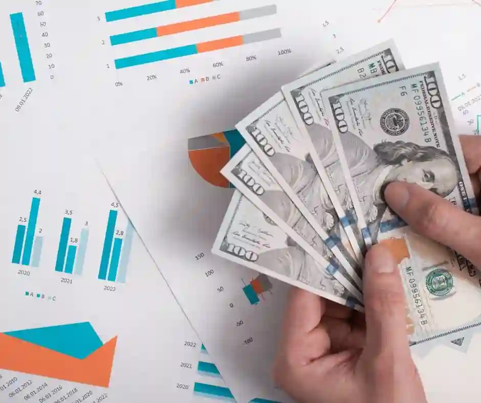 blue print over many dollars