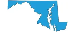 a silhouette of the map of Maryland