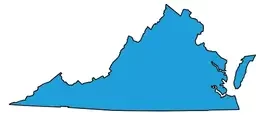 a silhouette of the map of Virginia