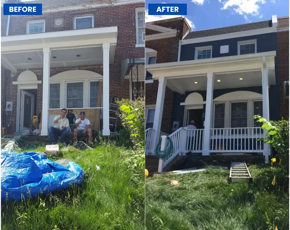 a before and after shot of our project in DC