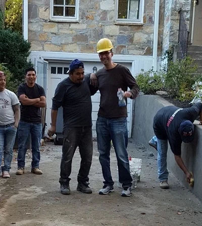 Josh Cohen with renovation crew at a home project in Annandale, VA — 3 Step Home Sale team photo.