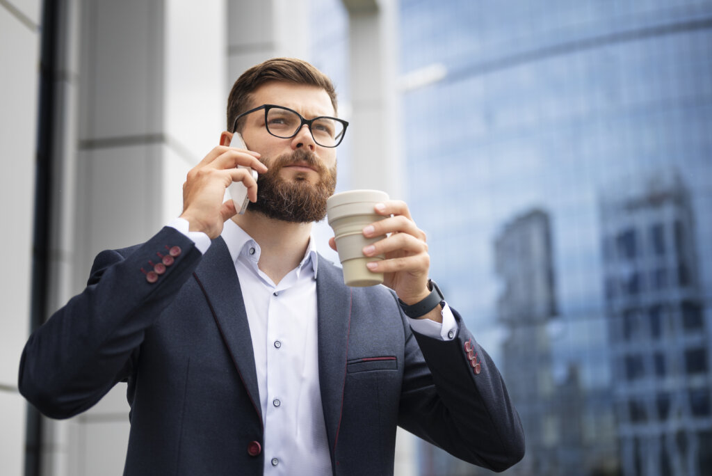 man talking on phone