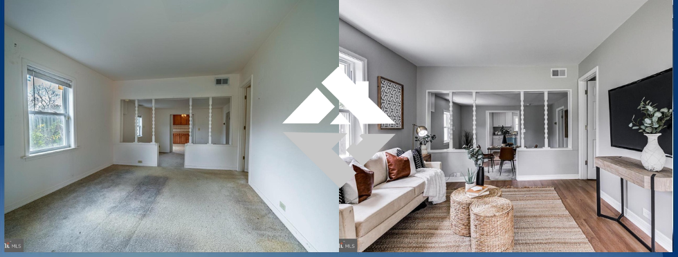 We buy houses in any condition. We renovated this living space to modernize it for the new home owners