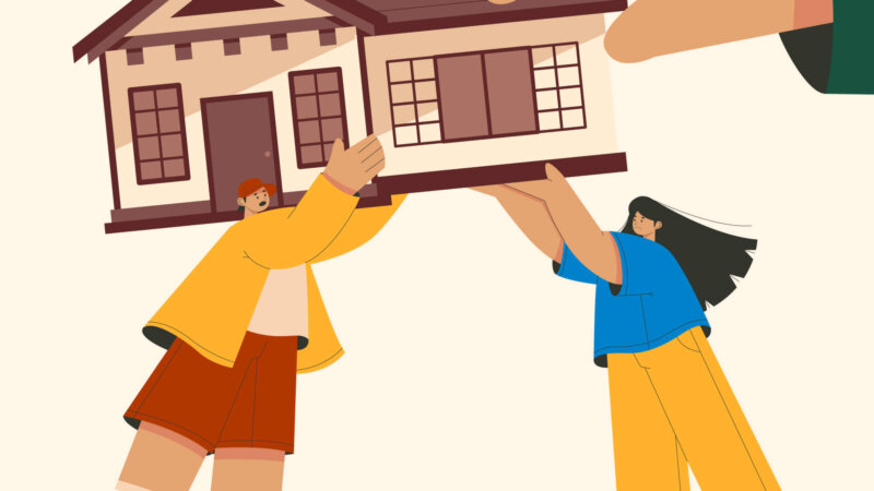 Two people getting a house