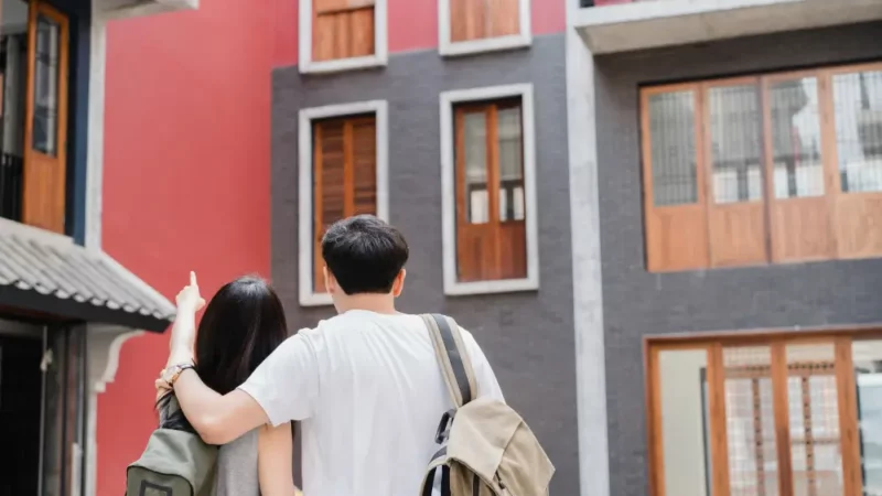 Couple looking at houses