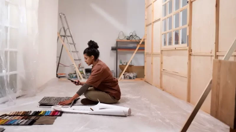 woman designing a home