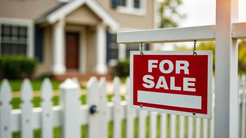 Sale sign in front of a house