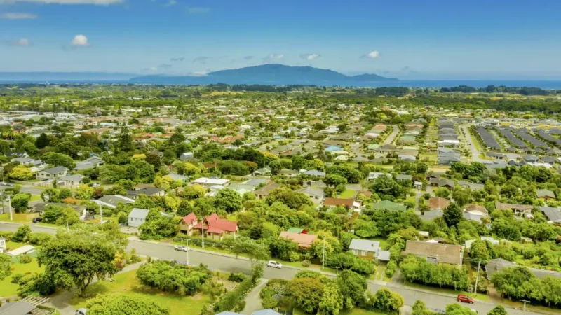 aerial view of row of houses