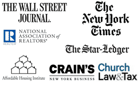 Logos For Major Media Tower Genius LLC partners Steve Kazella or Kevin Donohue Have Been Interviewed By, New York Times, Wall Street Journal, Crain's New York Business, National Association of Realtors, Church and Tax Law.