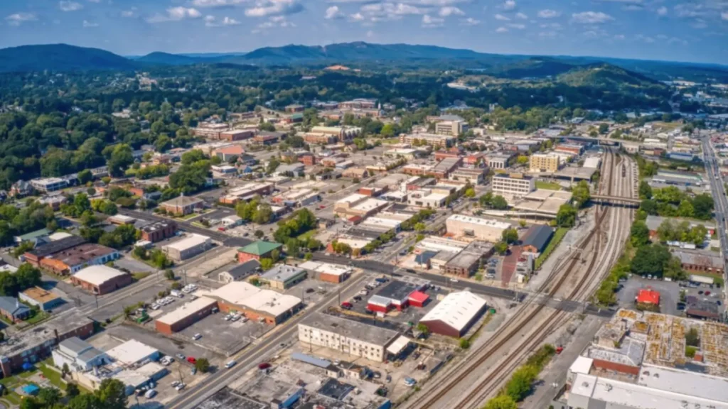 Drone shot of Dalton, GA