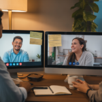 Profesionales colaborando por videollamada.