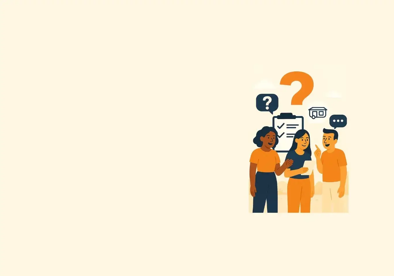 Illustration of mobile home sellers asking questions — FAQ section for Arizona mobile home sellers."